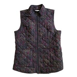 J. Jill Heritage Quilted Vest Women's XS Harvest Paisley Pattern 2 Way Zip